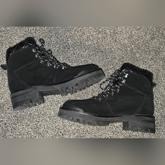 Marc Fisher LTD Innie Suede Lace-Up Hiker Boots Black Womens Dize 8 - Picture 6 of 12